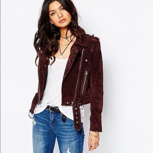 BlankNYC Suede Burgundy Moto Jacket